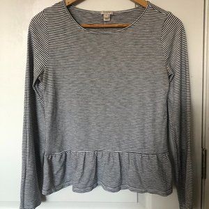 J. Crew Striped Peplum T-Shirt